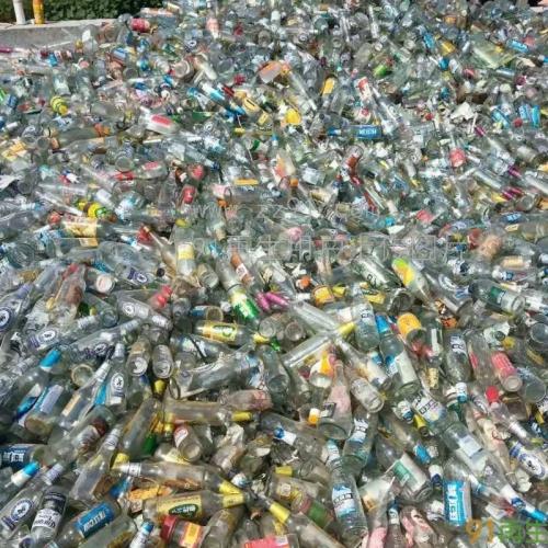 回收废玻璃瓶,普白瓶,绿色瓶,茶-江门荣凯贸易有限公司图库